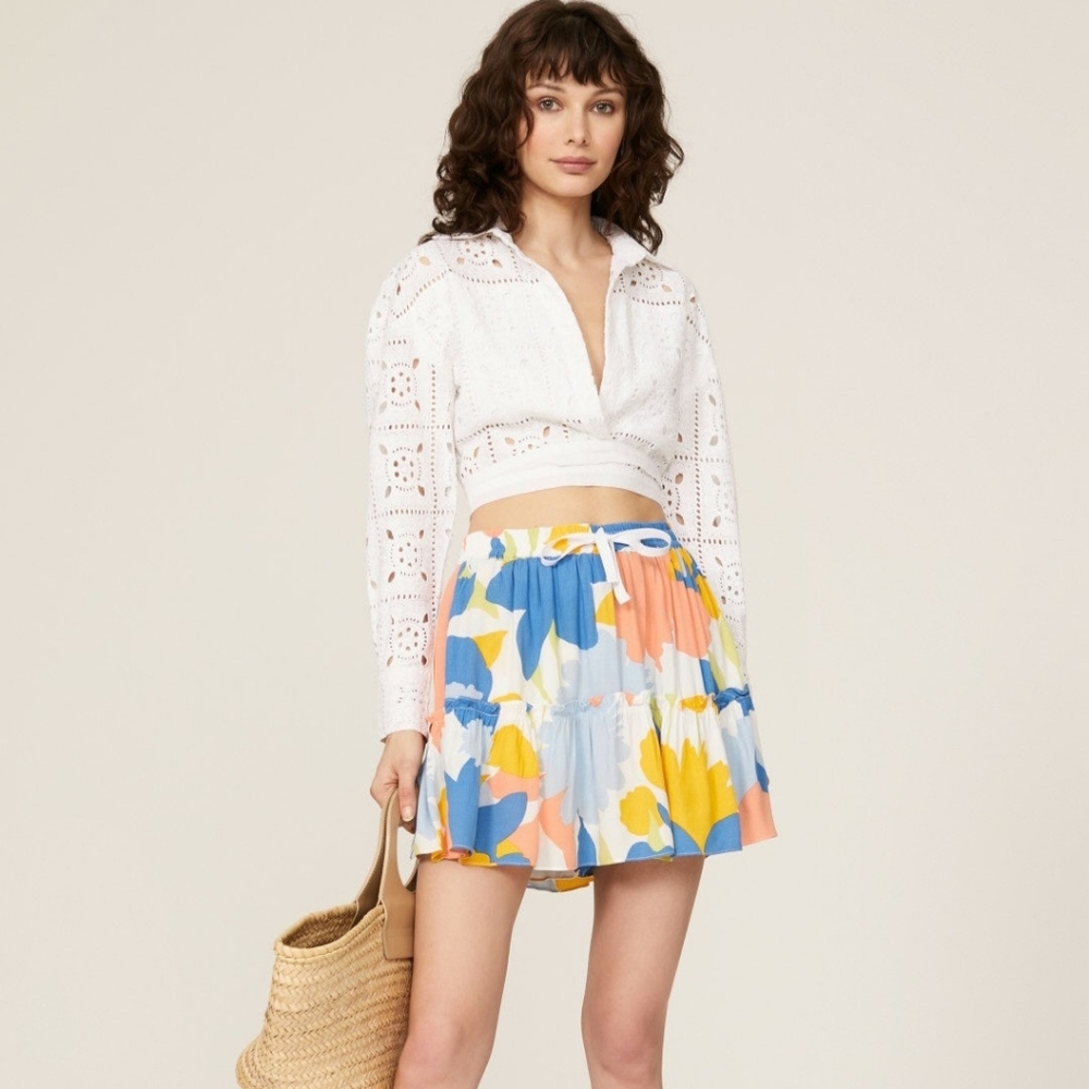 Peter Som floral skort skirt Sz 8-10/L runs big Summer Vacation Ruffle